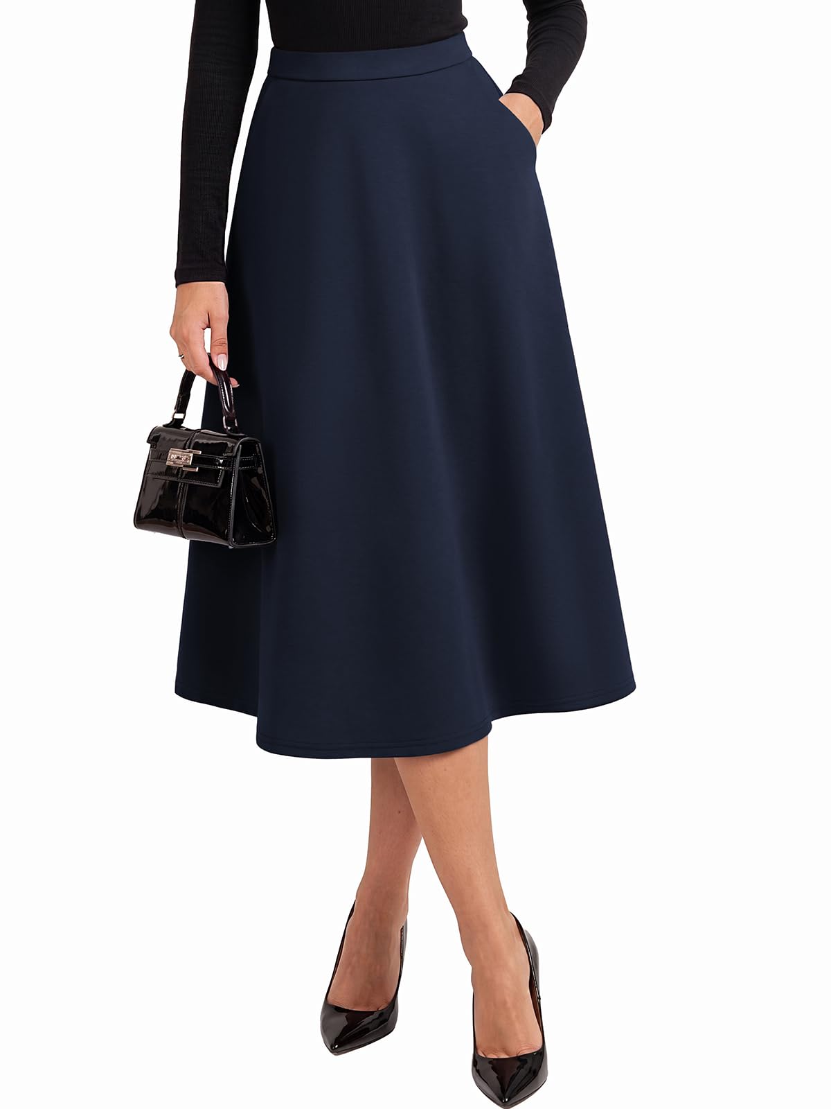 Belle Poque Womens 2026 Fall Winter Vinage High Waisted Midi Skirt