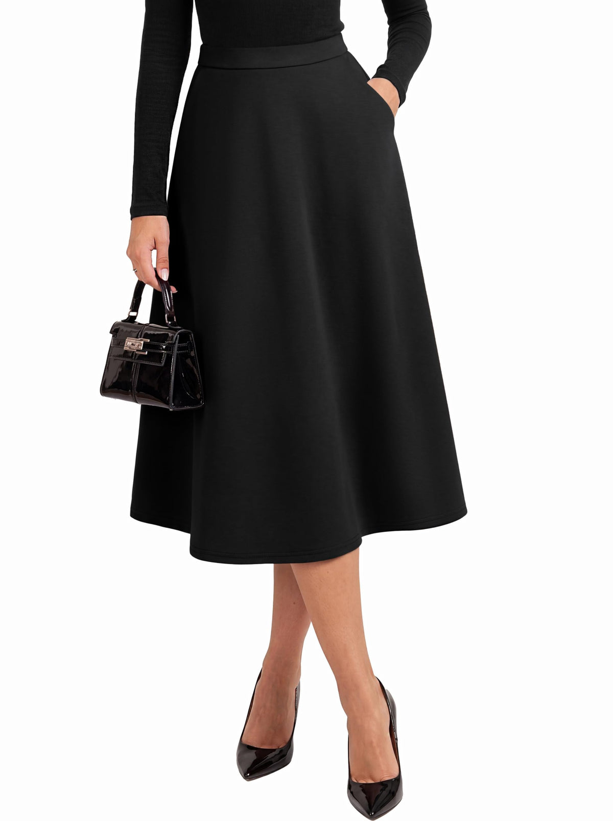 Belle Poque Womens 2026 Fall Winter Vinage High Waisted Midi Skirt