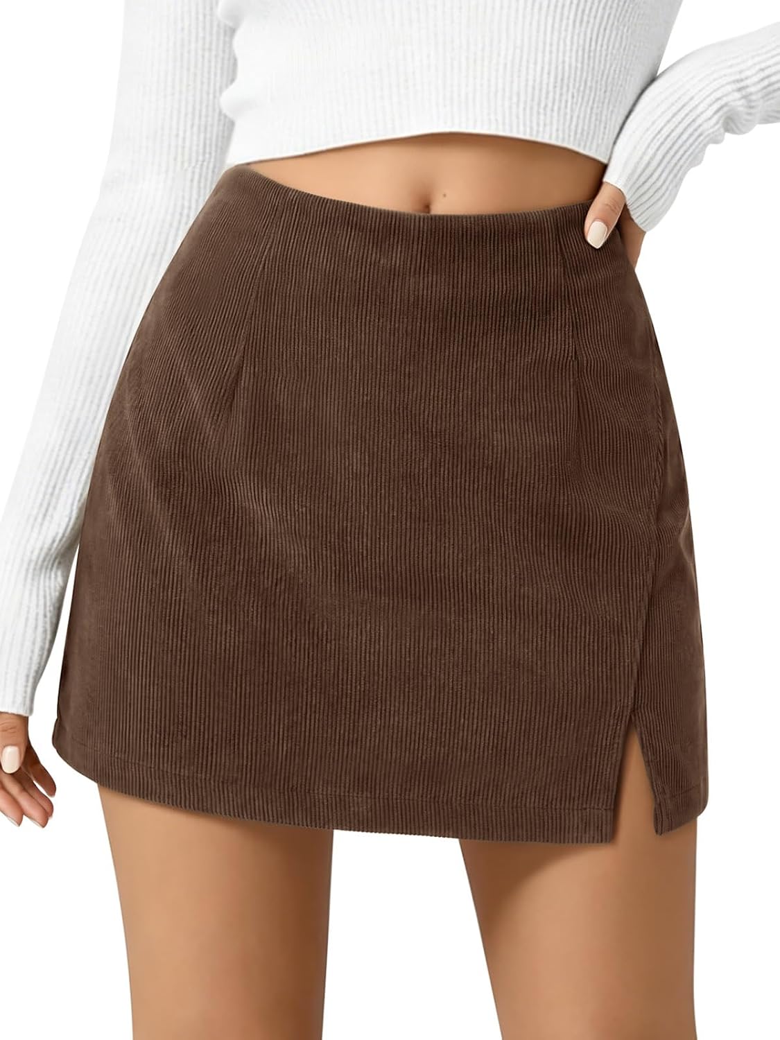 NIMIN Corduroy Mini Skirts for Women High Waisted Fall Winter Short Skirt