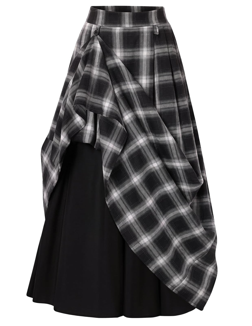 Scarlet Darkness Plaid Skirts for Women High Waist Layered Long Skirt