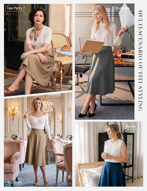 Belle Poque Womens 2026 Fall Winter Vinage High Waisted Midi Skirt