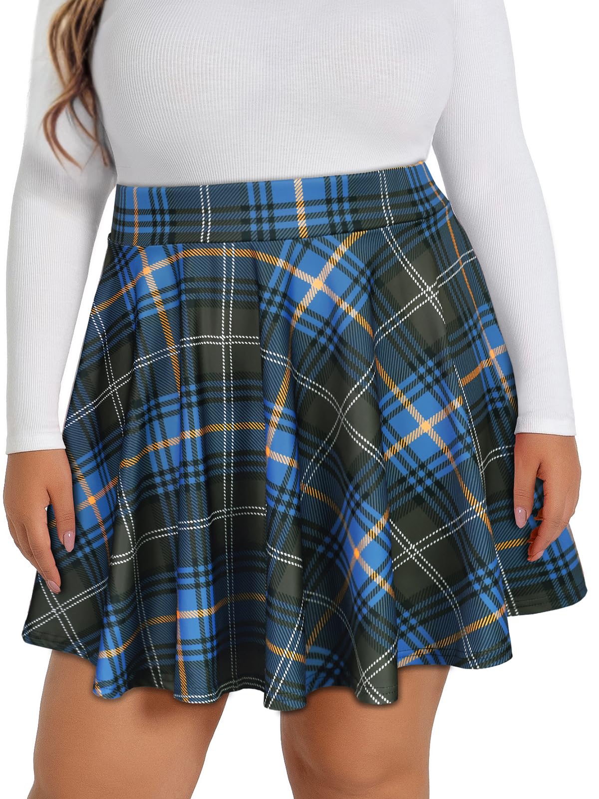 Plus Size Skirts for Women Summer Pleated Flowy High Waisted Short Skirt