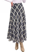 dowerme Casual A-Line Plaid Maxi Skirts for Women Trendy